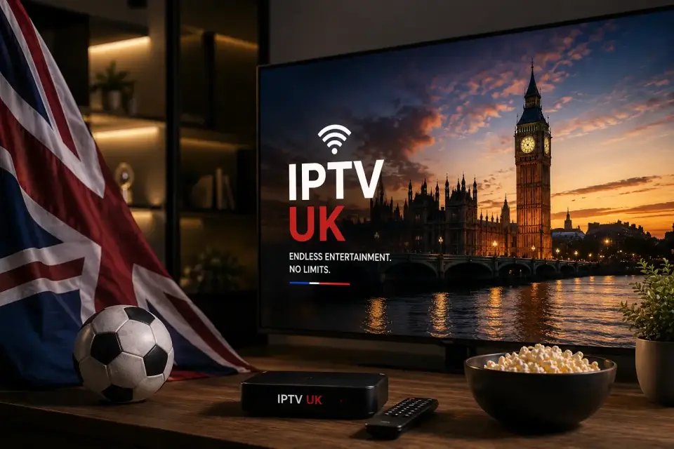 UK IPTV vs UKProviderNow – live British TV streaming on a smart TV in a UK living room