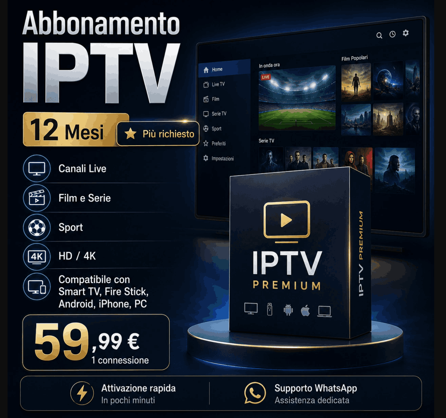 IPTV 12 months subscription pricing